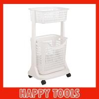 ราคา ตะกร้าผ้า 2 ชั้น ตะกร้าผ้าล้อลาก ล้อสีดำ No.1020 (23871939947)