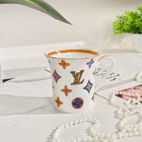 ราคา New LV's Light Luxury Bone Porcelain Colored Mug Coffee Cup Water Cup Afternoon Tea Cup (42154875277)