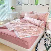 ราคา ชุดผ้าปูที่นอนผ้าฝ้าย 5 ชิ้น รุ่นระบาย ผ้าปูที่นอนผ้าฝ้ายมีระบาย แถมปลอกหมอน 2 ใบ และผ้าคลุมกอด 1 ใบ (27324846299)