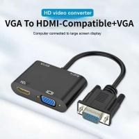 ราคา VGA To HDMI อะแดปเตอร์ VGA Splitter 3.5มม.Audio Converter สนับสนุน Dual สำหรับโปรเจคเตอร์ PC HDTV multi-Port VGA (6491314906)