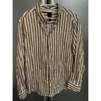 ราคา เสื้อเชิ้ตแขนยาว H&M สีน้ำตาลอ่อนลายทาง มือสองญี่ปุ่น (18231873478)