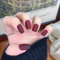 ราคา [LB&N❤] เล็บปลอมตาแมวสีแดงไวน์พร้อมเล็บปลอมยาทาเล็บหมองคล้ําแบบเหลี่ยมสั้น (42859815166)