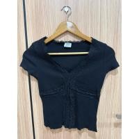 ราคา เสื้อผู้หญิง ไซส์ S แต่งคอลูกไม้สีดำ (26539525383)