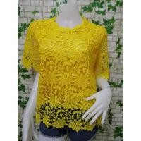 ราคา เสื้อลูกไม้แขนยาวรอบอก42สีเหลืองล้วนมีทั้งหมด8ลายรุ่น106 (2247780453)