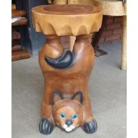 ราคา สตูลไม้แกะสลักรูปแมวเล็ก เก้าอี้นั่งไม้ แมวเขียง ที่นั่งกว้าง 9 นิ้ว สูง 40 ซม. แกะสลักจากไม้ สีสันสวยงาม แข็งแรง (28658366724)