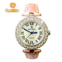 ราคา Royal Crown นาฬิกาสำหรับสุภาพสตรี อิตาลีดีไซน์ ประดับเพชร cz อย่างดี สายหนังแท้ เหมาะสำหรับทุกโอกาส รุ่น 6305 -(Pink) (3260737391)