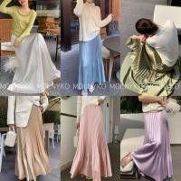 ราคา กระโปรงยาวอัดพลีทผ้าซาตินเงาวิ้งๆ ใส่ออกงานผ้าดีมากทรงสวยหลากสี (42906501393)