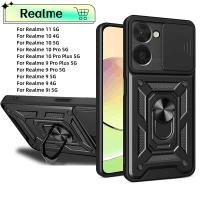 ราคา เคสโทรศัพท์มือถือ ป้องกันเลนส์กล้อง แบบสไลด์ พร้อมแหวนขาตั้ง เกรดทหาร สําหรับ Realme 11 10 Pro Plus 5G 9i 9 4G (22115520731)