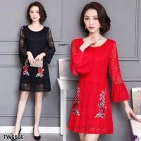 ราคา SS6566 Dress เดรสลูกไม้ปักลายดอก (5510327944)