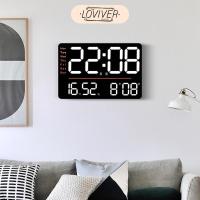 ราคา LOVIVER นาฬิกาแขวนดิจิตอลขนาดใหญ่ LED นาฬิกาแขวน Dst อุณหภูมิโหมดเวลา 12/24H พร้อมตัวจับเวลานาฬิกาขนาดใหญ่ตกแต่งผนังสําหรับห้องนั่งเล่น (26028470178)