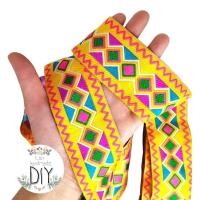 ราคา ริบบิ้นผ้าปักลายสีเหลืองสดใส 5 cm (24519509367)
