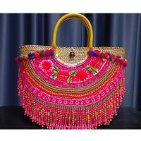 ราคา กระเป๋ากระจูด แต่งผ้าชาวเขา ลายปักชนเผ่า (26822727664)