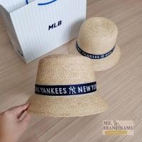 ราคา ของแท้ % MLB Raffia Wide Bucket Hat หมวกปีก หมวกสาน คาด New York Yankees (22927383140)