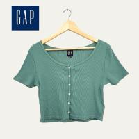 ราคา เสื้อยืดไหมพรมแขนสั้น ทรงครอป สีเขียวตุ่น แบรนด์ GAP (19394207089)