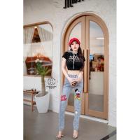 ราคา กางเกงยีนส์ขายาว เอวสูง ทรงบอย สกรีนลายมิกกี้เมาส์ สไตล์เกาหลี 6301 (22060690442)