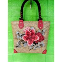 ราคา กระเป๋ากระจูดสานงานแฮนด์เมดขนาด10*10นิ้ว สายองุ่น+ปักดอกชบา+บุผ้ามีซิป+เย็บมุม (27788274027)