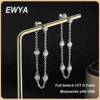 ราคา EWYA Sparkling Bubble D Color 0.1CT 3mm Full Moissanite Diamond Drop Earrings for Women S925 Silver Long Tassel Dangle E (44225740832)