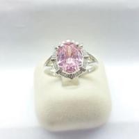 ราคา แหวนพลอยชมพู แหวนเงินแท้ 925 ชุบทองคำขาว (20603477240)