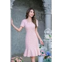 ราคา ชุดเดรสลูกไม้มาใหม่สีเขียวพาสเทลและสีชมพูโอรสงานน่ารักมากสาวอวบใส่ได้ (21406469011)