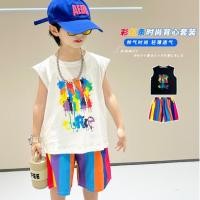 ราคา [กรุงเทพฯ เดลิเวอรี่]✿เสื้อผ้าแฟชั่นเด็ก✿เสื้อกั๊ก ฤดูร้อน 2025 สไตล์ใหม่ ทารก สไตล์ตะวันตก บาง แขนกุด ฤดูร้อน เด็ก รุ้ง แถบ กางเกงขาสั้น อินเทรนด์ (28633444267)