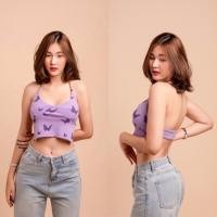 ราคา เสื้อครอปคล้องคอสายโซ่ เว้าอก เสื้อผีเสื้อโชว์หลัง BYKIM (10714492636)