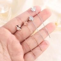 ราคา Singul S925 Silver Zircon Clover พู่ Drop Earings ผู้หญิงประณีต Hypoallergenic Clover ต่างหู Drop (43559652946)