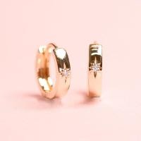 ราคา Grace Fine Jewelry ต่างหูห่วงทองแท้9K Starburst With Diamond Huggies Small size (23666833342)