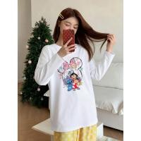 ราคา เสื้อยืดแขนยาวสุภาพสตรี พิมพ์น่ารัก Disney Lilo Stitch และ Disney Castle (44475030675)