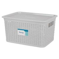 ราคา ตะกร้าเอนกประสงค์ทรงเหลี่ยมพร้อมฝาปิด Moderny KASSA HOME รุ่น JCJ-3118 ขนาด 27.7x20.2x15 ซม. สีเทา (22723453401)