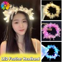 ราคา JARRED LED Feather ที่คาดผม,ปีใหม่คริสต์มาสขนนกสีขาว Luminous Garland,แฟชั่นผ้าโพกศีรษะพวงหรีดตกแต่งหัวผู้หญิง Hairband สําหรับหญิง (46053502380)