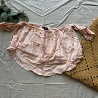 ราคา forever 21 เสื้อครอป of shoulders มือหนึ่ง size s อก 30-34 ยาว 12 (27163620223)