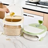 ราคา ดันประเภทแป้งที่ใช้ในครัวเรือนโปร่งใส[กันแมลงกันความชื้น]ครัวปิดผนึกเมล็ดธัญพืชจัดส่งฟรีพลิกกล่องเก็บถังข้าว ZGAE (42127205958)