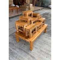 ราคา โต๊ะหมู่บูชาพระ ไม้สักทอง โต๊ะหมู่บูชา หมู่ 9 หน้า 5 ไม้สัก สีใสธรรมชาติ กว้าง 47 ยาว 83 สูง 27 สูงรวม 69 ซม. (19776453829)