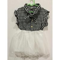 ราคา ชุดเดรสเด็กเสื้อลายสก๊อตสีดำขาวกระโปรงฟู (9003890402)