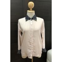 ราคา เสื้อเชิ้ตผ้าชีฟอง คอปกลาย Polkadot สีชมพูน่ารักมากๆ สภาพดีค่ะ (1259097104)