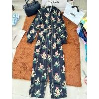 ราคา JASPAL ชุดจั๊มสูทกางเกงขายาว พิมพ์ลายดอกบางบางเบาใส่สบาย (25642999769)