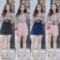 ราคา จั๊มสูทขาสั้น ช่วงบนผ้าตาข่ายลายดอกไม้ กางเกงผ้าซาร่าอย่างดี อก 32-36 เอว26-28 ยาว 30 นิ้ว (1830163685)