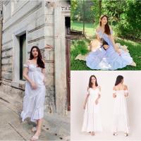 ราคา Maxi dress bohemianชุดเดรสยาวสีขาว ชุดเดรสสีขาวโบฮีเมี่ยน (20265301858)