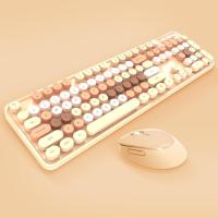 ราคา ขายร้อน Mofii Sweet ชุดคีย์บอร์ดและเมาส์ไร้สาย Girls Punk Keyboard Office Set, สี: สีขาวสีชมพูรุ่นธรรมดาชานมผสมสี (57102382151)