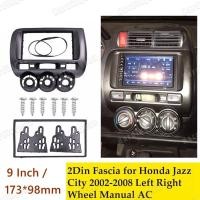 ราคา 2 Din รถวิทยุ Fascia สําหรับ Honda City Jazz 2002-2008 ด้านซ้าย/ขวาล้อคู่มือ AC สเตอริโอเครื่องเล่น DVD กรอบแผง Refitting Trim ชุด (29202832610)