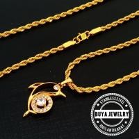 ราคา S Hook สร้อยคอโซ่ขุดชุบทอง + จี้ปลาโลมาปลาโลมาอัญมณีจัมโบ้ (28765950569)