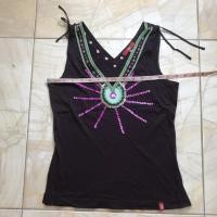 ราคา #เสื้อยืดสีน้ำตาลมีปักเลื่อม ลายทั้งหน้าและหลัง มือสองสภาพดี #แบรนด์แท้edc (6960809330)