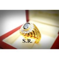 ราคา แหวนทองนิลแท้น้ำหนักเม็ดละ 2.86 กะรัต ล้อมเพชรเม็ดละ 5 ตังน้ำ100% พร้อมใบรับรองสินค้า เคลือบทองคำแท้100% (21004966284)