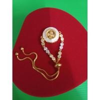 ราคา #ข้อมือกังหันสีทองล้อมเพชรใบพัดหมุนได้แบบสายรูด (18083583616)