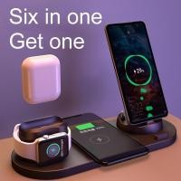 ราคา 6 in 1 Wireless Charger Wireless Charging Stand for i-Watch Charging Stand (26321954139)