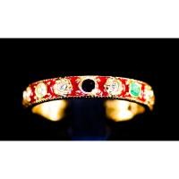 ราคา (R181 ชื่อแบบ "ดุสิตา") : แหวนทองคำทรงพิรอดประดับพลอยนพเก้าและเพชรแท้ (23611027141)