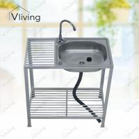 ราคา Vliving ซิ้งค์ล้างจาน อ่างล้างจาน สแตนเลส A 2ชั้น กลาง โครงอลูมิเนียม (25955671937)