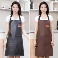 ราคา ผ้ากันเปื้อนกันน้ำกันน้ำมันในครัว ผ้ากันเปื้อนหนัง PU ยูนิเซ็กส์ ผ้ากันเปื้อนหนังที่ทนทานต่อการสวมใส่ในบ้าน (26076724094)