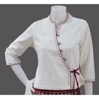 ราคา เสื้อพื้นเมืองทรงไทลื้อ เดินเส้นปักขลิบ สีผ้าฝ้ายดิบ(ธรรมชาติ) SIZE L (25683867039)