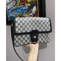ราคา Gucci Ophidia Vintage Navy Blue Leather shoulder and Crossbody Bag ของแท้ กุชชี่ กระเป๋ามือสอง แบรนด์เนม (17175463272)